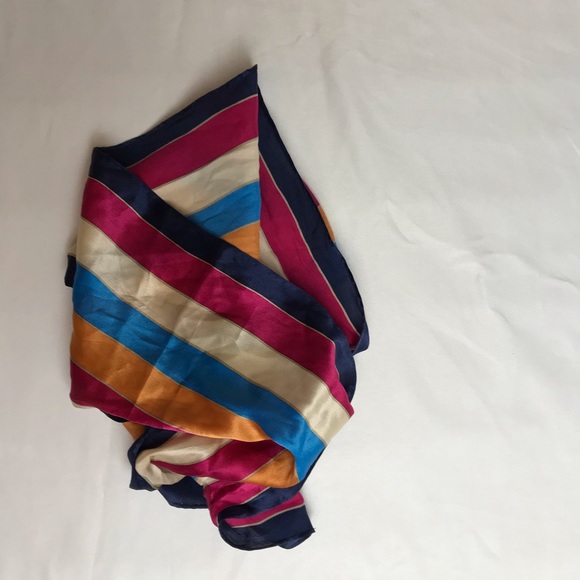 ECHO bold striped vintage silk scarf l Long shoulder wrap - Picture 7 of 7